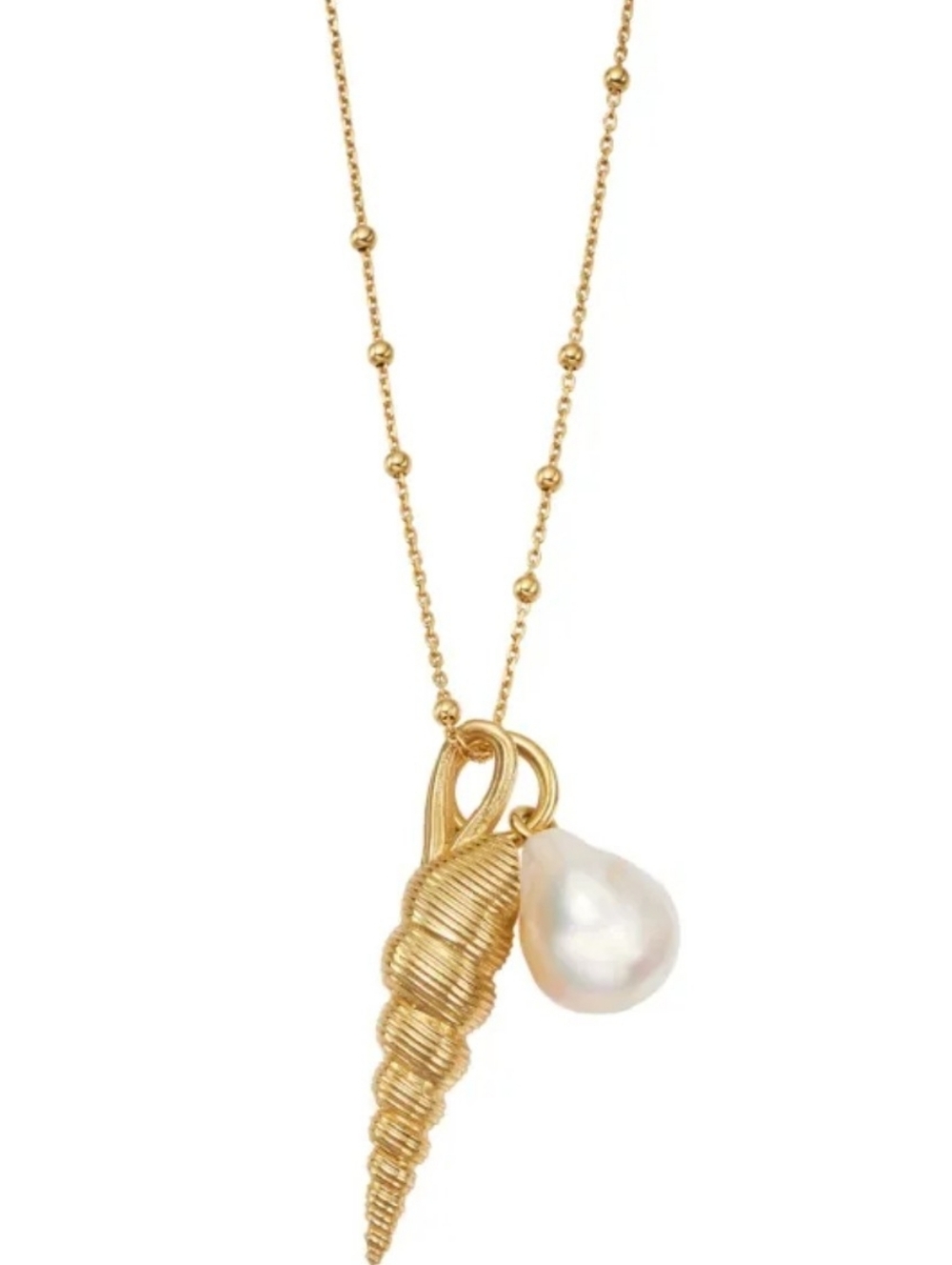 Missoma baroque pearl & spiral shell necklace 18K goldplated 925 Sterling Silver